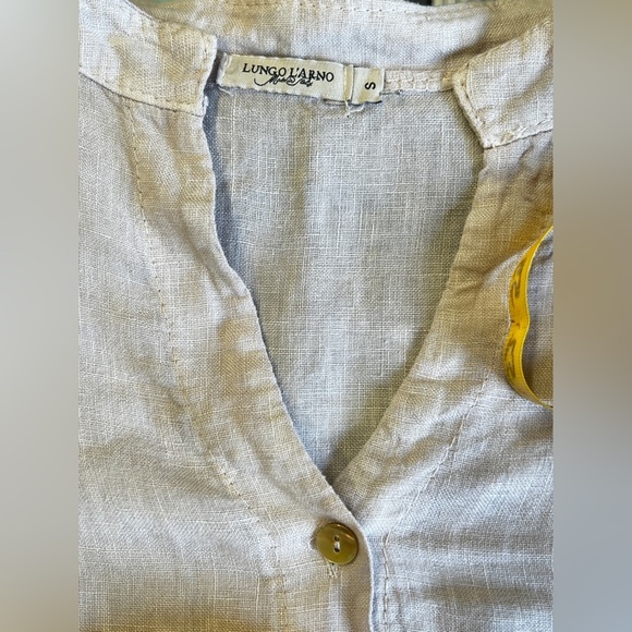 LUNGO L’ARNO Beige Linen long sleeve top size S. - Picture 10 of 13